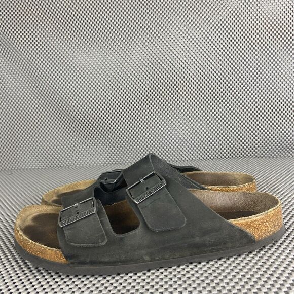 Birkenstock Arizona Sandals Adult Size 40 Black Leather Casual Made In Germany - Picture 3 of 11